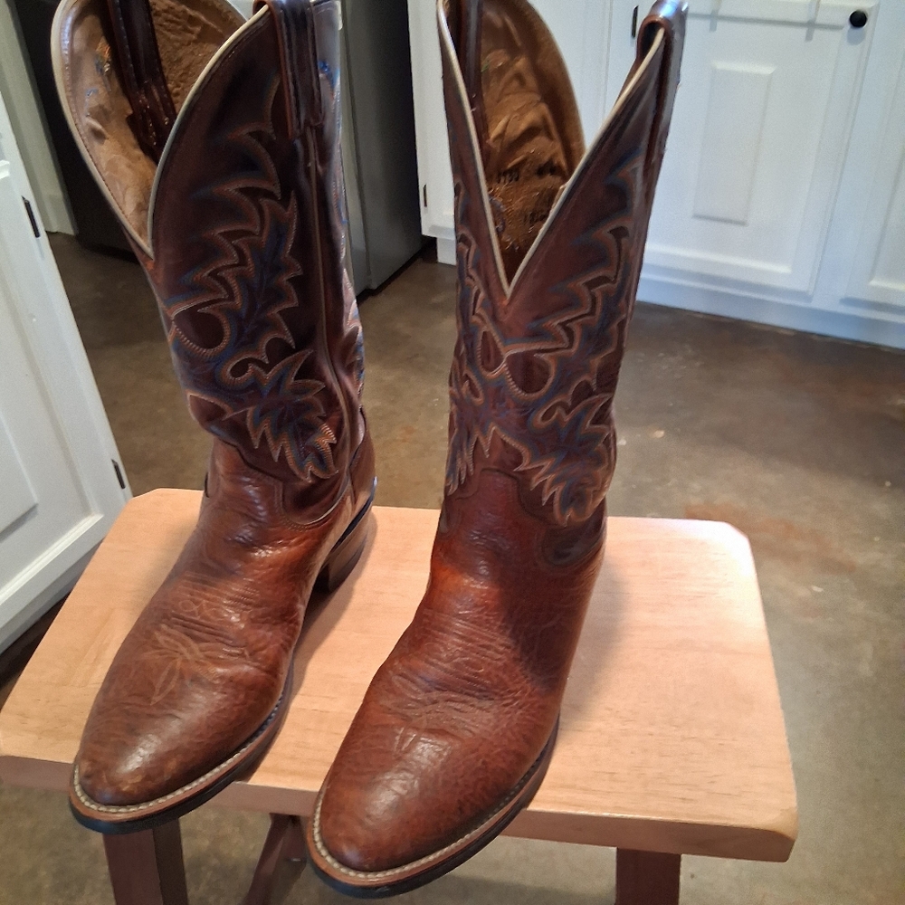 Tony Lama Brown Leather Western Cowboy Boots